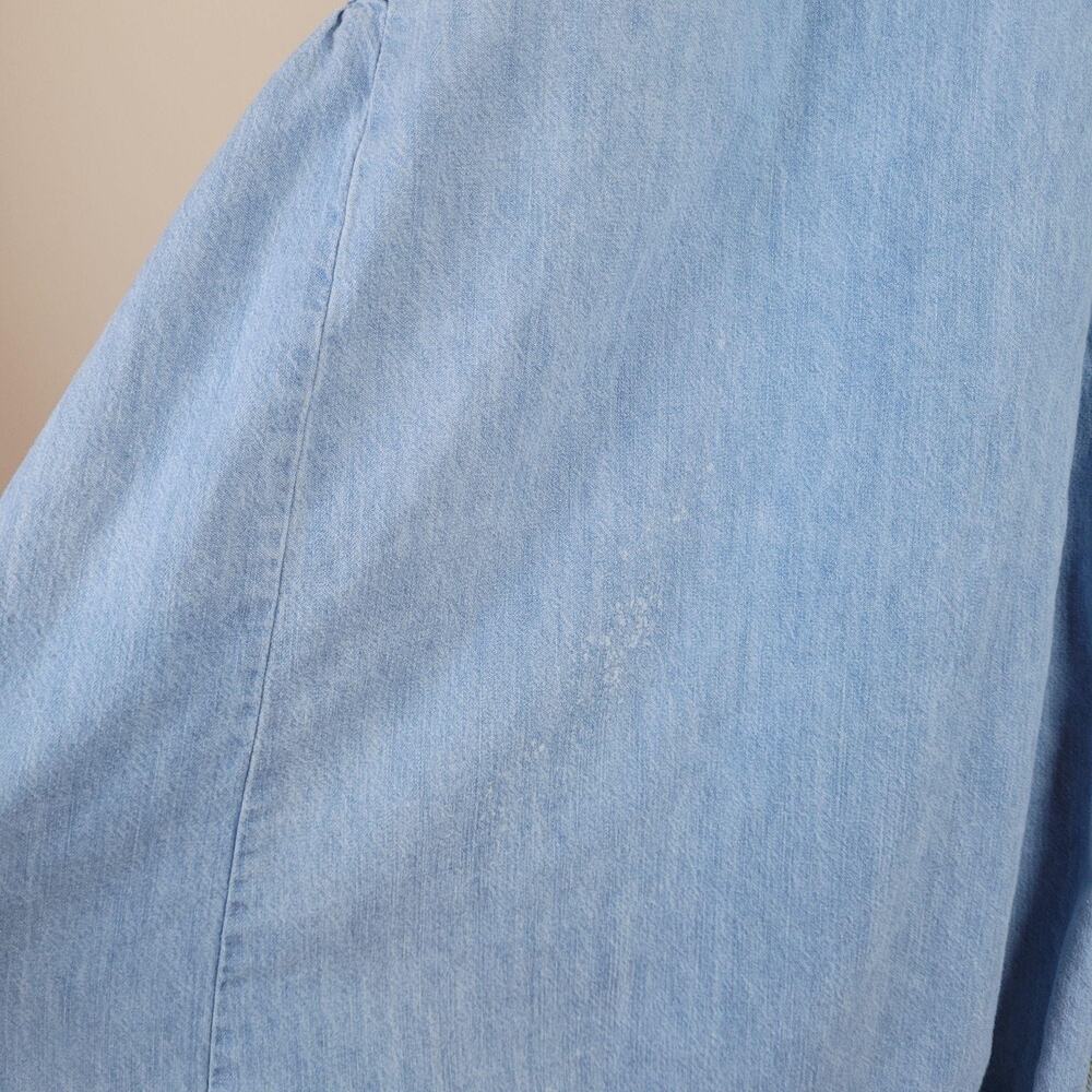 Free People Dress Medium Blue Denim Machu Barrel Relaxed Midi Boho Oversized - Picture 9 of 11